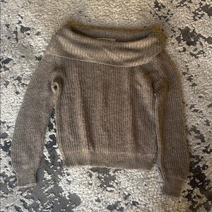 Cozy Brown Off-Shoulder Sweater